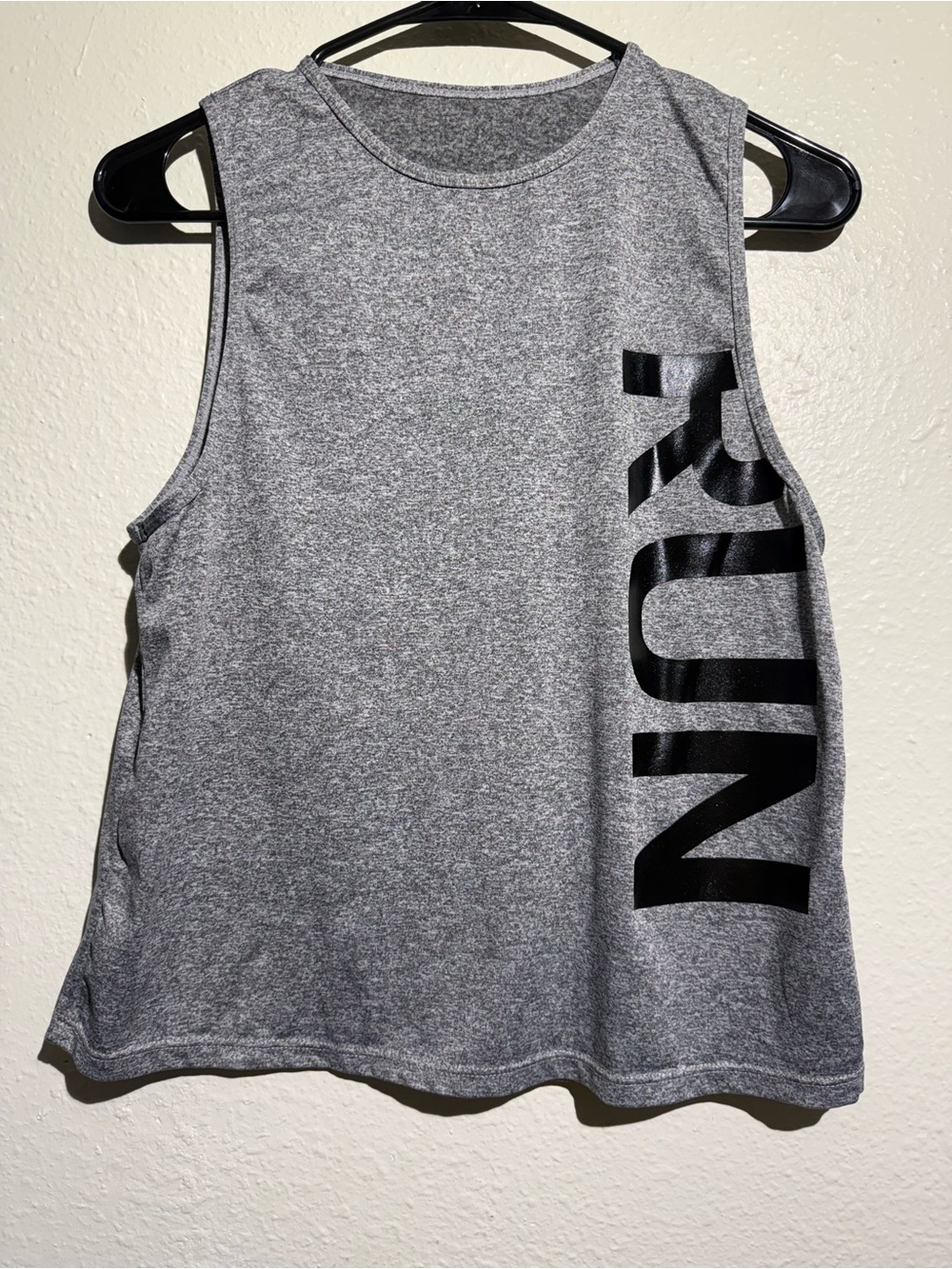SHEIN Gray Muscle Tank with Black Vertical Logo